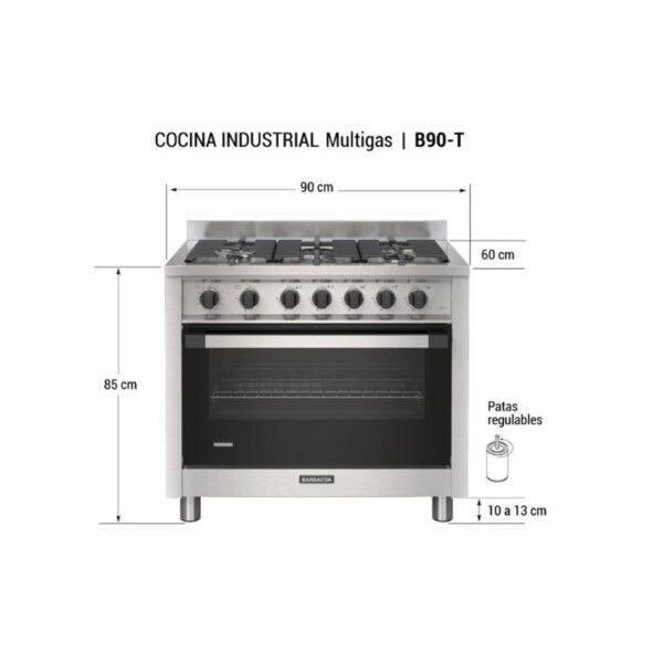 Cocina Industrial Ormay Barbacoa 90cm 5 Hornallas Multigas [B90T] - Image 3